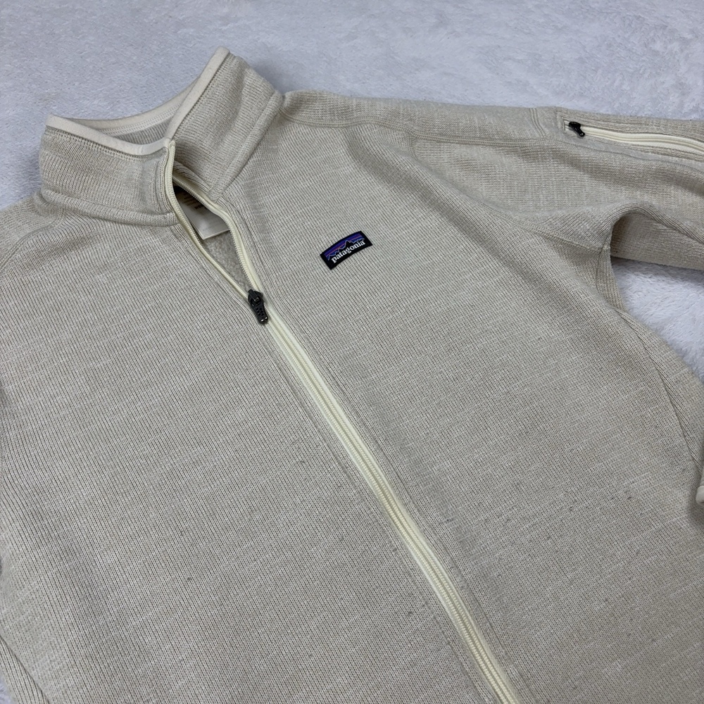 Patagonia Jacket Womens L White Fleece Lined Full Zip Pockets Embroidered